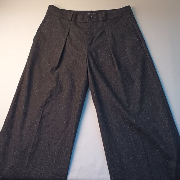 Banana Republic Wool Blend Trousers Size 29/8 Wide Leg Black Charcoal Color - Picture 2 of 10